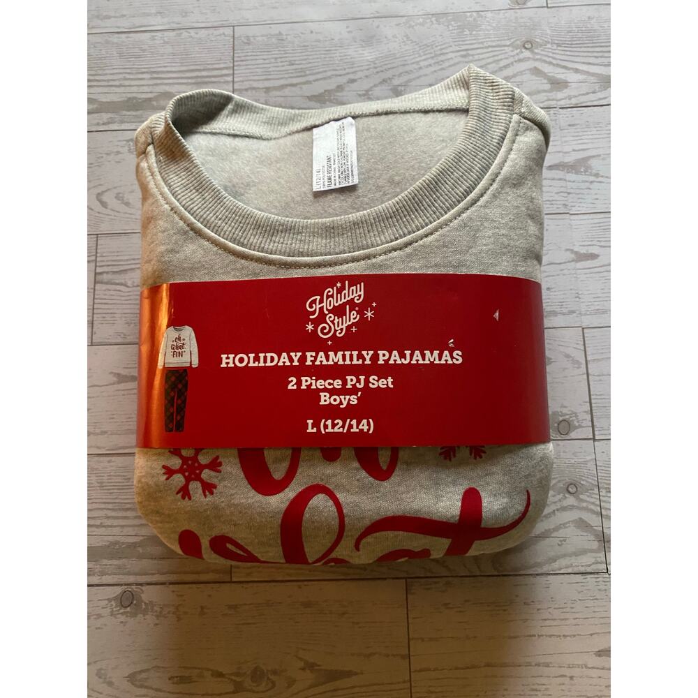 Boys Holiday Family Pajamas Set Size L (12/14) 2-Piece Christmas PJs NWT